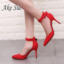 Load image into Gallery viewer, 2020 New Arrival Korean Concise Pointed Toe Office Shoes Women&#39;s Fashion Solid Flock Shallow High Heels Shoes for Wome
