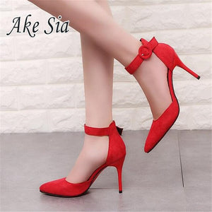 2020 New Arrival Korean Concise Pointed Toe Office Shoes Women's Fashion Solid Flock Shallow High Heels Shoes for Wome