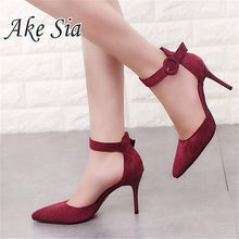 Load image into Gallery viewer, 2020 New Arrival Korean Concise Pointed Toe Office Shoes Women&#39;s Fashion Solid Flock Shallow High Heels Shoes for Wome
