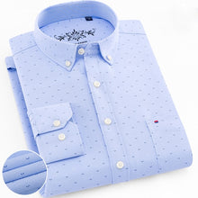 Load image into Gallery viewer, Mens Long Sleeve Solid Oxford Dress Shirt with Left Chest Pocket High-quality Male Casual Regular-fit Tops Button Down Shirts
