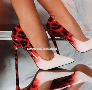 ALMUDENA White Black Snakeskin Leopard Patchwork Pointed Toe Pumps Stiletto Heel Mixed Color Wedding Shoes Party Shoes 12cm Heel