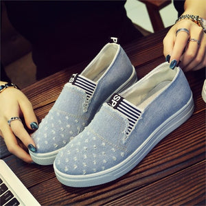 Mulheres sapatos de brim apartamentos moda casual sapatos de brim menina clássico macio plana solas estudantes primavera sapatos de lona senhora nova chegada