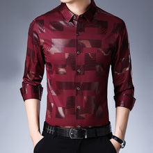Load image into Gallery viewer, MIACAWOR New Business Casual Shirts Men Fashion Print Slim Fit Dress Shirt Long Sleeve Camisa Masculina Plus Size Clothes C457
