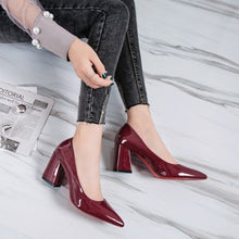 Load image into Gallery viewer, Large size women's high heels European and American fashion sexy thick with single shoes size 41 42 43 44 45 46
