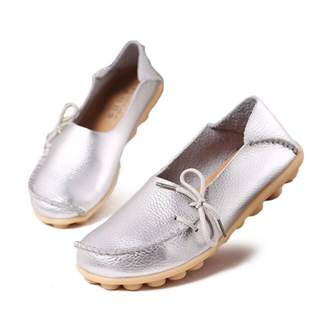 Flats Shoes Women Genuine Leather Shoes Moccasins Mother Loafers Soft Driving Ballet Footwear