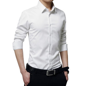 Nueva camisa de manga larga para hombre, camisa de vestir para hombre, camisa de vestir sólida delgada para negocios, camisa de vestir para hombre de primavera y otoño con botón