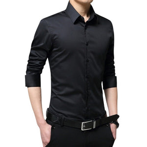 Nueva camisa de manga larga para hombre, camisa de vestir para hombre, camisa de vestir sólida delgada para negocios, camisa de vestir para hombre de primavera y otoño con botón