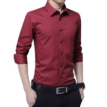 Load image into Gallery viewer, Nueva camisa de manga larga para hombre, camisa de vestir para hombre, camisa de vestir sólida delgada para negocios, camisa de vestir para hombre de primavera y otoño con botón
