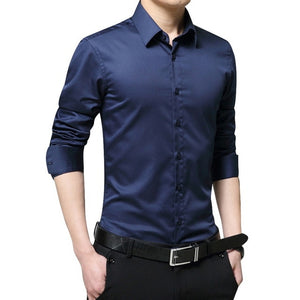 Nueva camisa de manga larga para hombre, camisa de vestir para hombre, camisa de vestir sólida delgada para negocios, camisa de vestir para hombre de primavera y otoño con botón