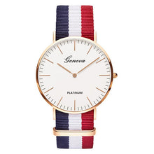 Load image into Gallery viewer, Classic Fashion Stripe Nylon Band Women Watch Top Luxury Brand Men Quartz Wrist Watch Lady Watch Montre Femme Horloge Saat Clock
