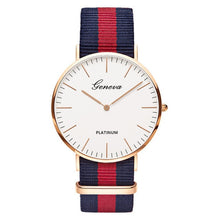 Load image into Gallery viewer, Classic Fashion Stripe Nylon Band Women Watch Top Luxury Brand Men Quartz Wrist Watch Lady Watch Montre Femme Horloge Saat Clock

