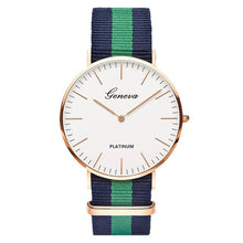 Load image into Gallery viewer, Classic Fashion Stripe Nylon Band Women Watch Top Luxury Brand Men Quartz Wrist Watch Lady Watch Montre Femme Horloge Saat Clock
