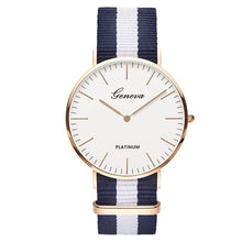 Load image into Gallery viewer, Classic Fashion Stripe Nylon Band Women Watch Top Luxury Brand Men Quartz Wrist Watch Lady Watch Montre Femme Horloge Saat Clock
