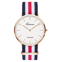 Load image into Gallery viewer, Classic Fashion Stripe Nylon Band Women Watch Top Luxury Brand Men Quartz Wrist Watch Lady Watch Montre Femme Horloge Saat Clock

