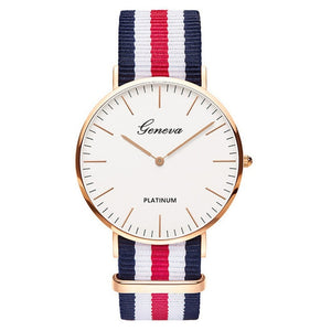 Classic Fashion Stripe Nylon Band Women Watch Top Luxury Brand Men Quartz Wrist Watch Lady Watch Montre Femme Horloge Saat Clock