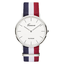 Load image into Gallery viewer, Classic Fashion Stripe Nylon Band Women Watch Top Luxury Brand Men Quartz Wrist Watch Lady Watch Montre Femme Horloge Saat Clock
