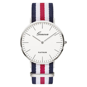 Classic Fashion Stripe Nylon Band Women Watch Top Luxury Brand Men Quartz Wrist Watch Lady Watch Montre Femme Horloge Saat Clock