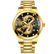 Load image into Gallery viewer, 2020 Luxury Business Man Watch Full Steel Waterproof Quartz Wrist Watch Male Clock Fashion Embossed Gold Diamond Dragon Watches
