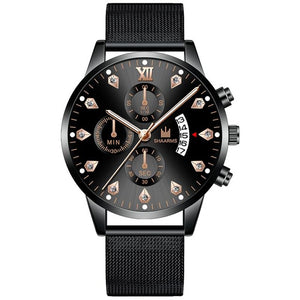 2020 Wrist Watch For Men Fashion Business Diamond Watches Mesh Band Quartz Clock Relogio Masculino Military Sport Wristwatch