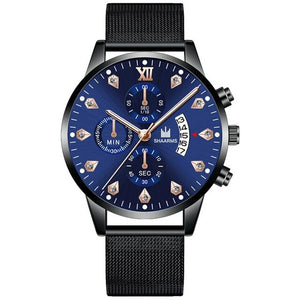 2020 Wrist Watch For Men Fashion Business Diamond Watches Mesh Band Quartz Clock Relogio Masculino Military Sport Wristwatch