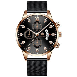 2020 Wrist Watch For Men Fashion Business Diamond Watches Mesh Band Quartz Clock Relogio Masculino Military Sport Wristwatch