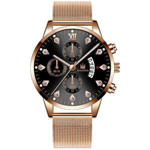 2020 Wrist Watch For Men Fashion Business Diamond Watches Mesh Band Quartz Clock Relogio Masculino Military Sport Wristwatch