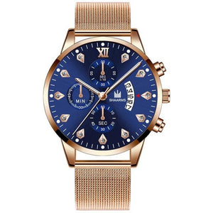 2020 Wrist Watch For Men Fashion Business Diamond Watches Mesh Band Quartz Clock Relogio Masculino Military Sport Wristwatch