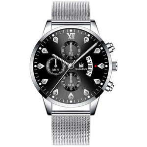 2020 Wrist Watch For Men Fashion Business Diamond Watches Mesh Band Quartz Clock Relogio Masculino Military Sport Wristwatch
