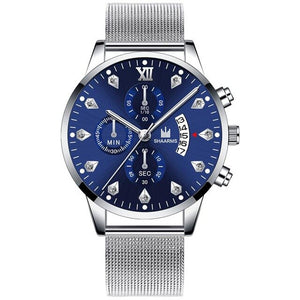 2020 Wrist Watch For Men Fashion Business Diamond Watches Mesh Band Quartz Clock Relogio Masculino Military Sport Wristwatch