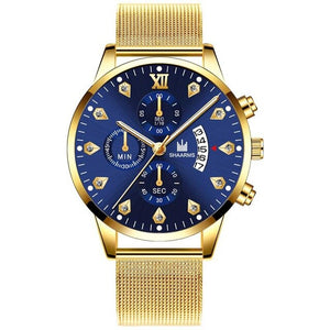 2020 Wrist Watch For Men Fashion Business Diamond Watches Mesh Band Quartz Clock Relogio Masculino Military Sport Wristwatch