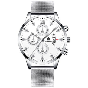2020 Wrist Watch For Men Fashion Business Diamond Watches Mesh Band Quartz Clock Relogio Masculino Military Sport Wristwatch
