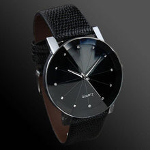 Load image into Gallery viewer, men watch leather band top brand luxury diamond black stainless steel dial fashion casual waterproof gold quartz wrist watch

