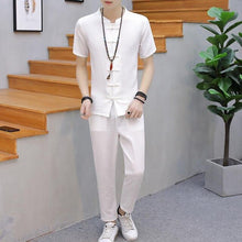 Load image into Gallery viewer, Men Tracksuits Vintage Man Clothing 2020 Spring Wear Long Sleeve Street Wear Male Travel Set Linen Long Pants in Men's Sets
