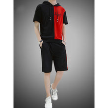 Load image into Gallery viewer, Summer Men Set Hooded Student Wear New Casual Patchwork Print T-Shirt + Shorts Harajuku 2 PCS Street Fashion Set Tracksuit 2020
