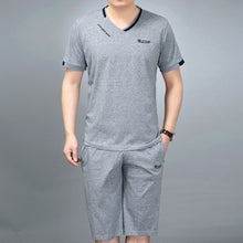 Load image into Gallery viewer, Summer Men Casual Tracksuit Male Cotton Short Sleeve T-shirts And Elastic Waist Short Suit 2 Pieces Shorts Sets Man Leisure Wear
