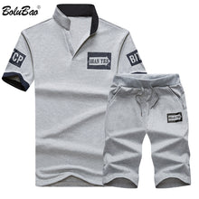 Load image into Gallery viewer, BOLUBAO 2018 Summer Wear Slim Fit Men&#39;s Print Tracksuit Men set Luxury Mens Suits Sudaderas Hombre 2 Piece Jerseys Polo Suits
