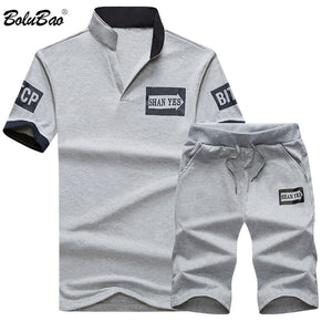 BOLUBAO 2018 Summer Wear Slim Fit Men's Print Tracksuit Men set Luxury Mens Suits Sudaderas Hombre 2 Piece Jerseys Polo Suits