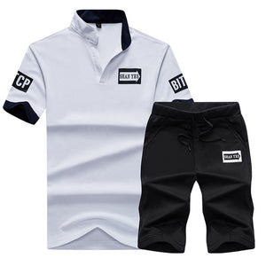 BOLUBAO 2018 Summer Wear Slim Fit Men's Print Tracksuit Men set Luxury Mens Suits Sudaderas Hombre 2 Piece Jerseys Polo Suits