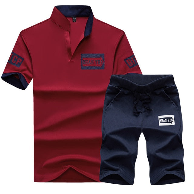 BOLUBAO 2018 Summer Wear Slim Fit Men's Print Tracksuit Men set Luxury Mens Suits Sudaderas Hombre 2 Piece Jerseys Polo Suits