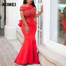 Load image into Gallery viewer, Women Dress Maxi Mermaid Night Sequined Party Wear Evening Red Classy Formal Dresses One Shoulder Glitter Gowns Summer Clothing
