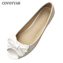 Load image into Gallery viewer, COVOYYAR 2019 Bow Peep Toe Women Flats Spring Summer Fashion Soft Bottom Flat Lady Sandals Golden Shoes Slip On Big Sizes WFS899
